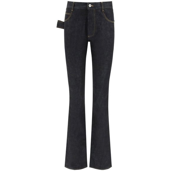 Bottega Veneta Womens High Waist Jeans 38 US2 Blue Indigo Wide Leg Denim Flare